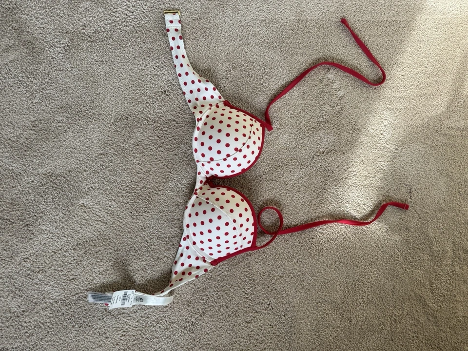 PINK x Frankies Bikinis Addison 32B Push-Up Set Red Dot Thong NWT - Image 2 of 4