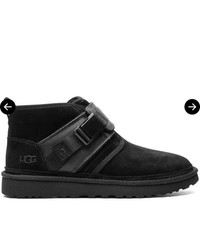 UGG MEN NEUMEL SNAPBACK BLACK SHEARLING LINED SUEDE SHOE US 8