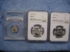 ALL SILVER: 1958 FRANKLIN MS63 NGC + 1959 FRANKLIN MS63+1945 S MERCURY PCGS AU55