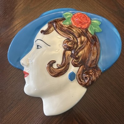 Moorland Chelsea Works Burslem Art Deco Stil Gesichtsmaske Plakette