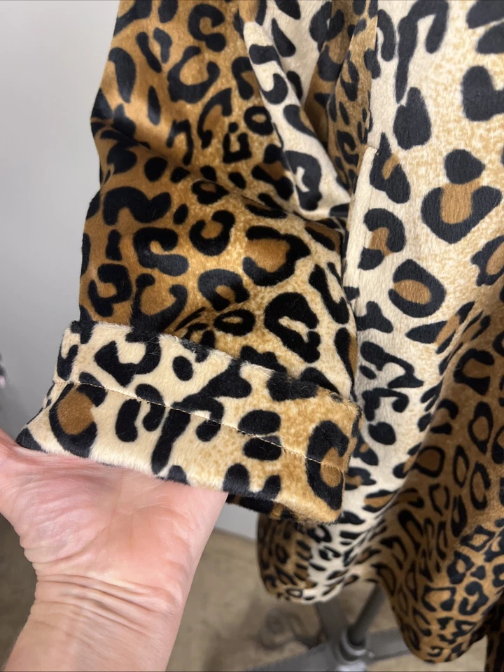 Dennis Basso Rain Jacket Brown S Leopard Print Reversible Large Women’s Coat - Image 4 of 4