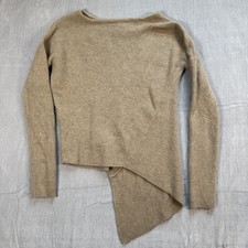 Brochu Walker Asymmetrical Thandee Sweater Wool Cashmere Blend Taupe Size Medium