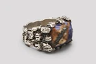 925 Sterling And Sunset Sodalite Mens Ring Size 9, Brutalist Style Band Ring
