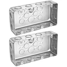 2 Pack Metal Electrical Box 2-1/8 Inch Deep Four Gang Square Multi Device Swi...