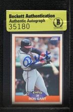 BAS 1989 Score Ron Gant #372 Authentic Auto 3c7