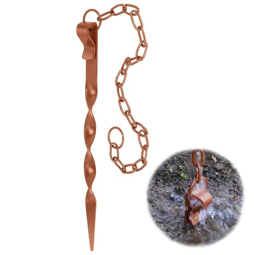 Rain Chain Anchoring Stake Base Copper Cone 3mm Metal Ground Locator for Gutt...