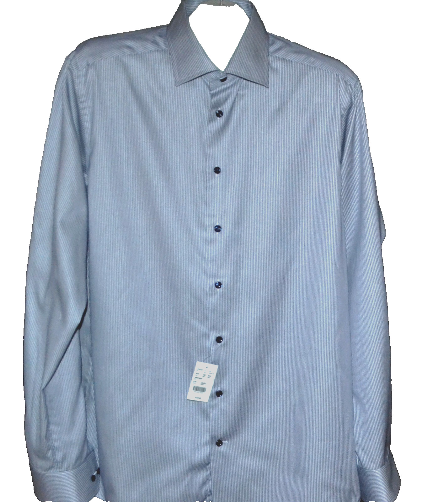 Современная мужская хлопчатобумажная рубашка в серую полоску Eton Размер US 17 EU 43