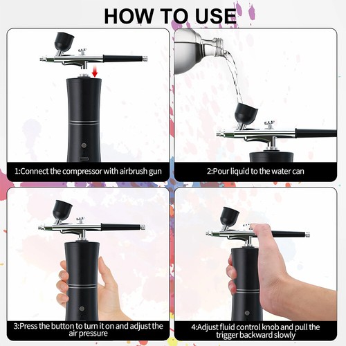 Rechargeable Cordless Airbrush-Kit Compressor with Hose for Painting Nail Art - Picture 4 of 17