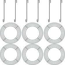 6 Sets  8 in Wire Wreath Frames  6 Pc Wreath Hanger Over Door Hooks , Black