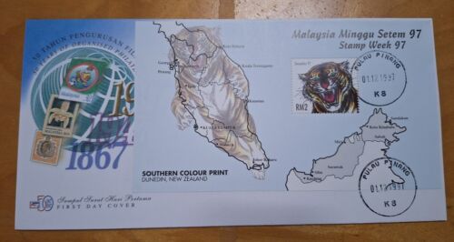 Malaysia Stamp Week 1997 Tiger Harimau Wildlife Cinderella Miniature Sheet FDC - Picture 1 of 7