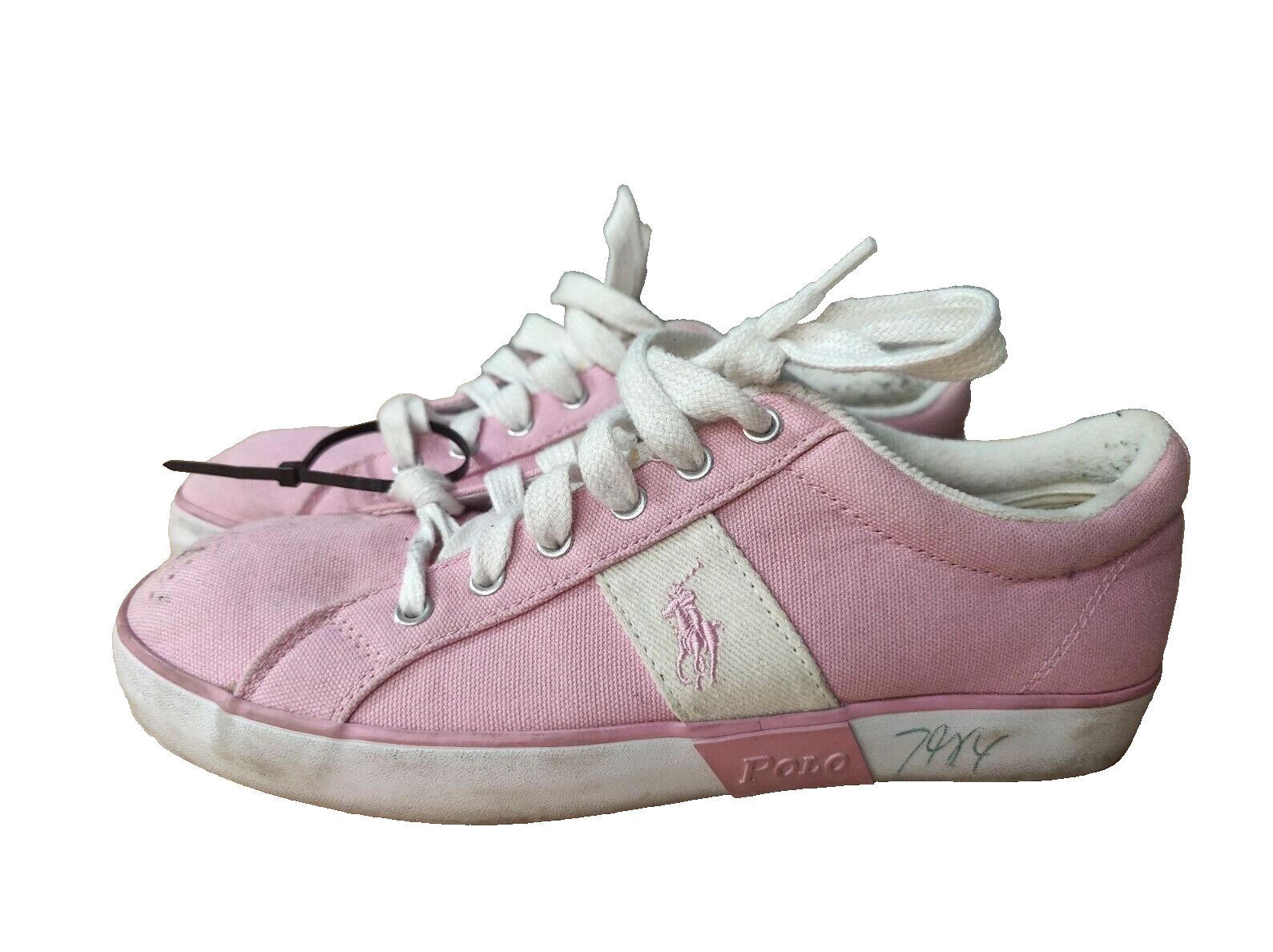 PONY Polo Ralph Lauren Gillian Canvas sneakers sportive rosa bianco scarpe basse 9B