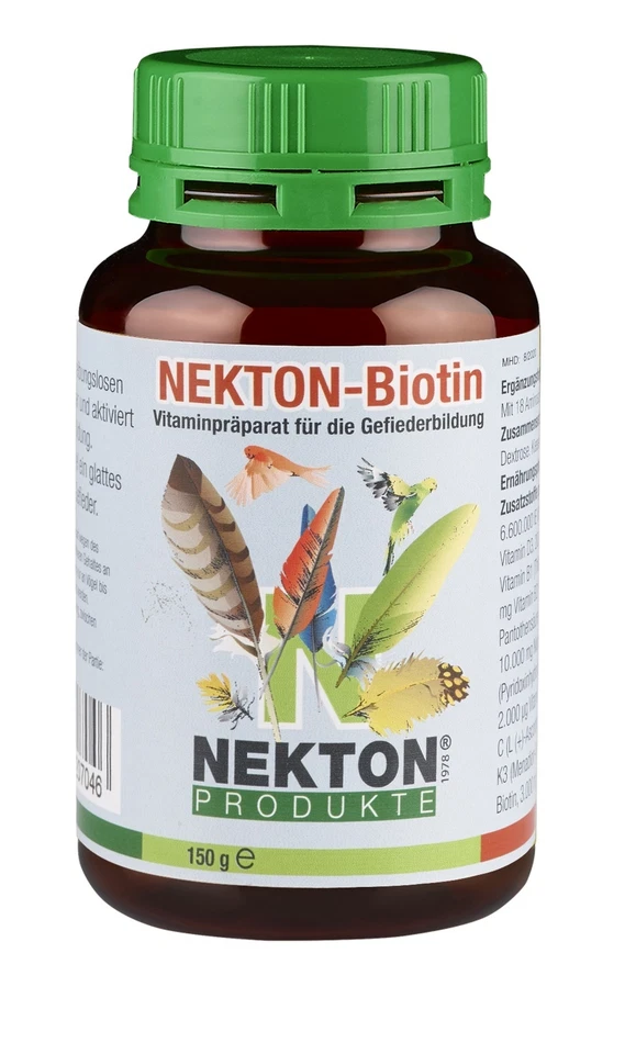 NEKTON Bio - Biotin Vitaminpräparat zur Gefiederbildung für alle Vögel - 150g