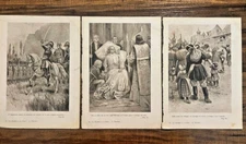 Lot 3 Vintage Art Black & White Prints WAR and PEACE by TOLSTOY Historical C7