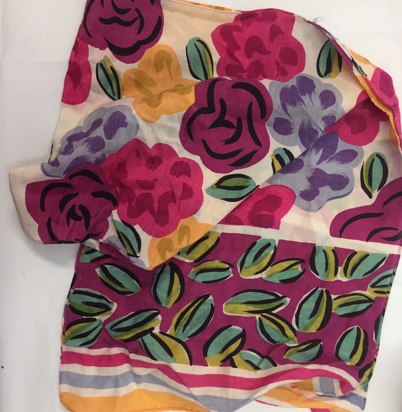 Estate Neck Scarf Rectangular STYLIZED FLORALS Pi… - image 2