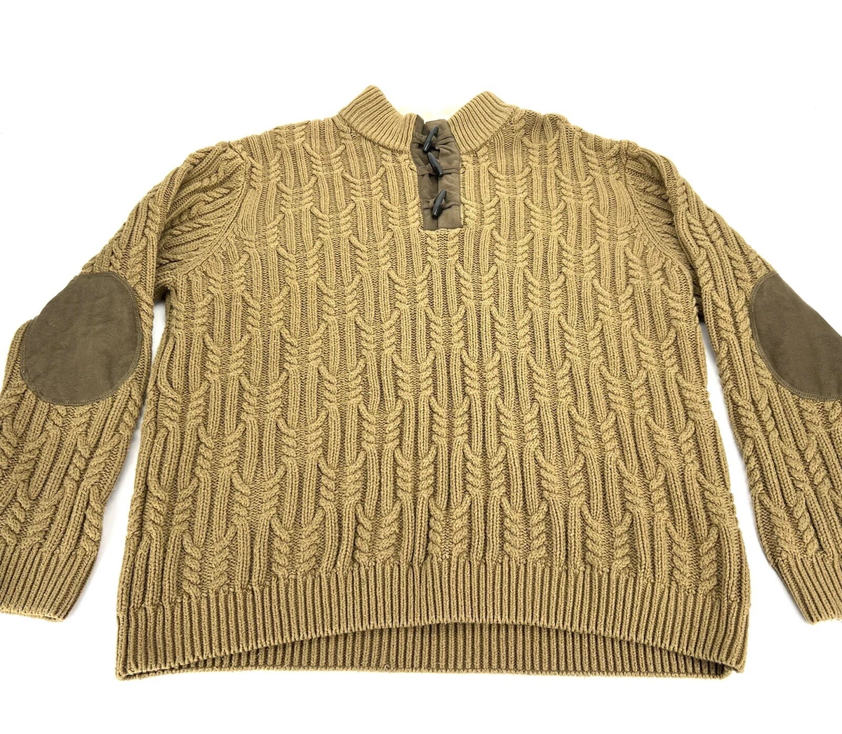 Cable knit sweater clearance with elbow patches