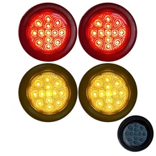 2" Round Smoked Lens 13 LED Trailer Side Marker Clearance Light - Red/Amber 12V