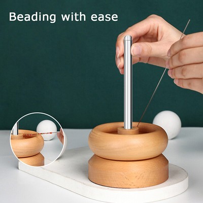 Wooden Bead Spinner Holder Bead Stringer Spinning Bowl Tool Jewelry Craft Making