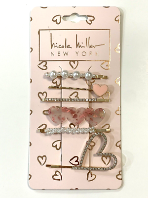 6 New Nicole Miller NY Hair Clip Barrette Rhinestone Pearls  display picture 3