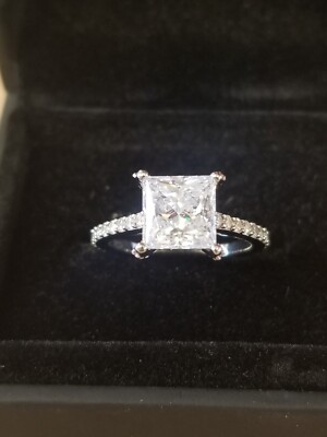 Joancee Princess Cut White Sapphire Sterling Silver Engagement