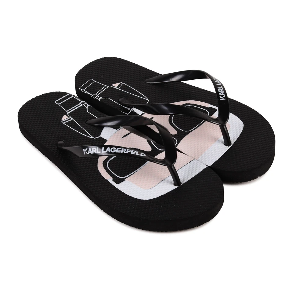 Karl Lagerfeld Kids Zehentrenner Sandalen print schwarz weiß ikonisch Gr. 33 -39