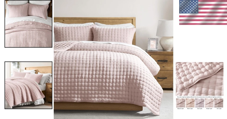 Soft Pink Twin Size Quilt Bedding Set - Lightweight & Cozy - Image 2 of 4