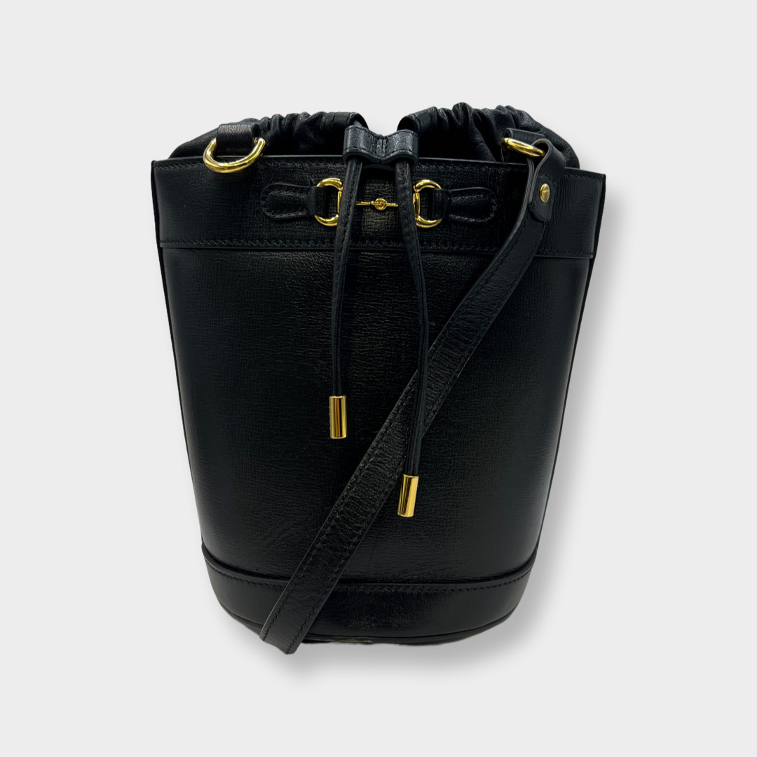 Gucci Women's 1955 Horsebit Black Leather Bucket Bag