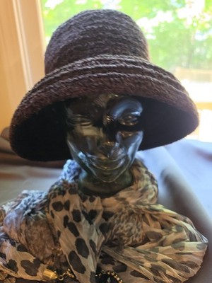 Women's OS Betmar New York*Dark Brownish/Gray Ribbed Cloche Bucket Hat*Exc Cond 