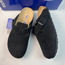 Birkenstock Black Boston Suede Leather Shoes Soft Footbed US 6-12 Unisex Clogs