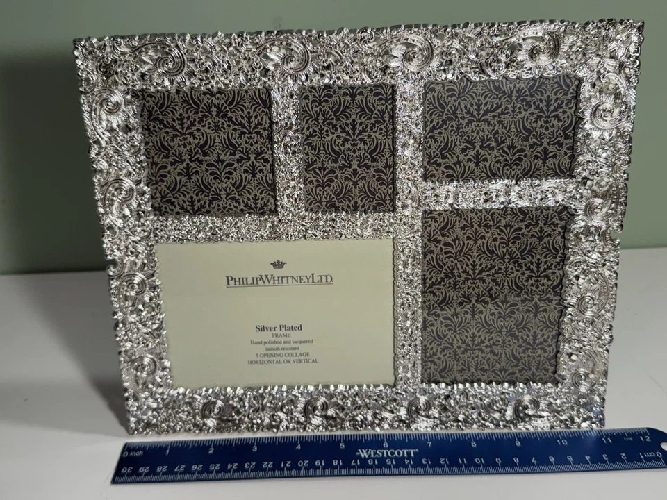Marco de fotos collage pulido a mano plateado Philip Whitney Ltd tiene capacidad para 5 fotos Foto 4 de 4