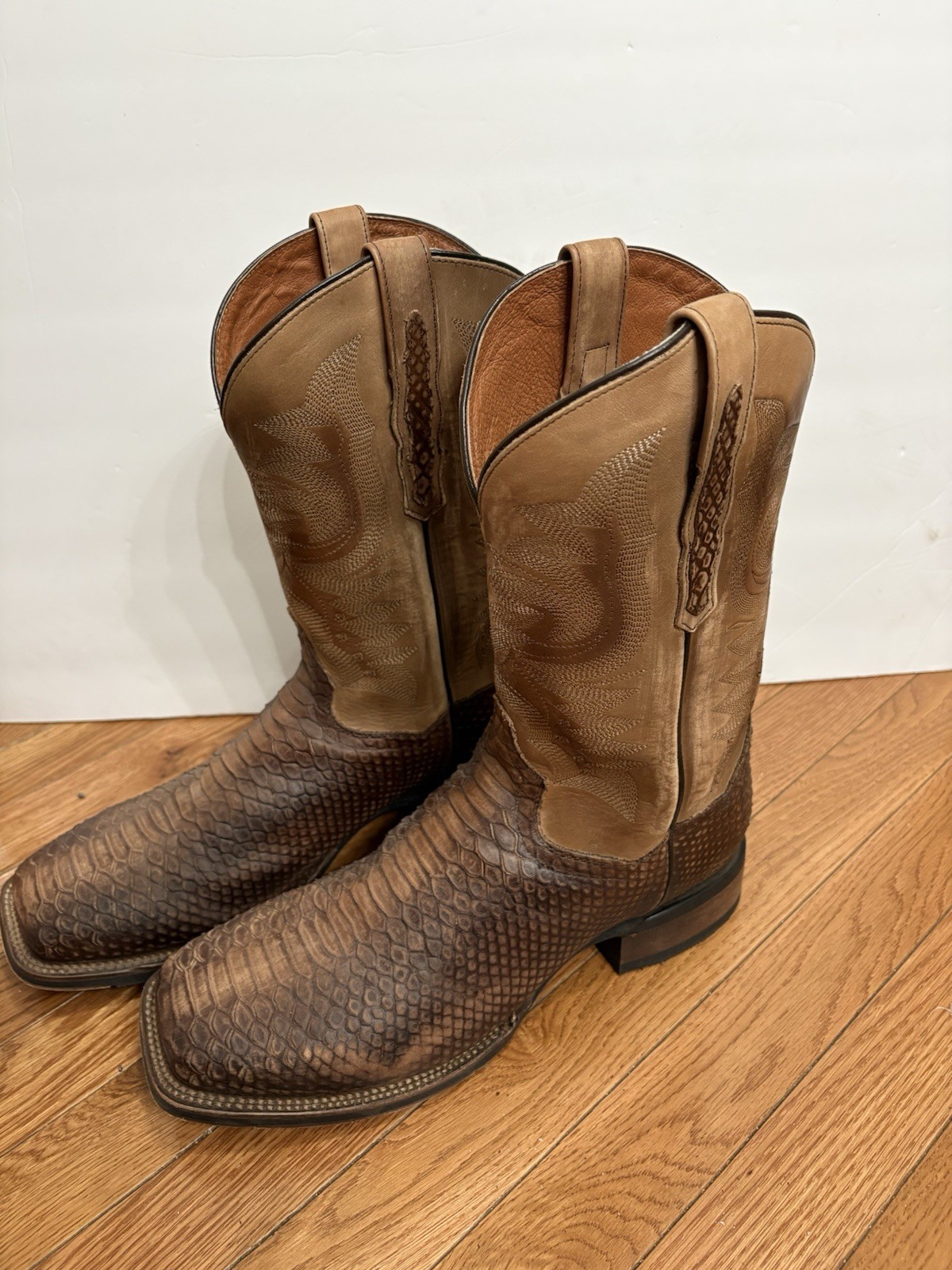 Dan Post KA Faux Python Print Leather SquareToe W… - image 4