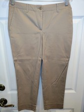 NEW WT Talbots Petites Women's 4P Tan Khaki Stretch Dress Ankle Slacks Cotton