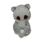 Fenton Clear Glass Sitting Teddy Bear Figurine Red Heart Eyes Handmade USA
