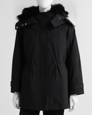 Proenza Schouler Women's Black Wilder Shearling Lined Parka Jacket Size 4