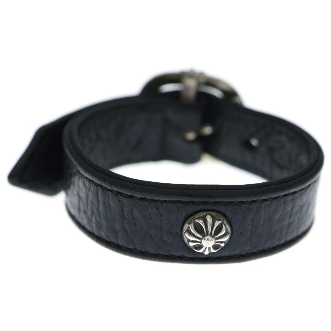 Chrome Hearts Gunslinger Cross Ball Leather Bracelet Black Silver BCA146 thumbnail 2