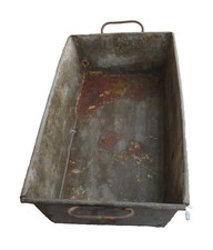 alte Kiste Eisen Blech Wanne eckig Zinkwanne Eisenkiste Butte 2 Griffe Gefäß