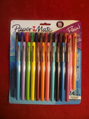 NWT PAPERMATE FLAIR COLORFUL MARKER FELT PEN MULTI COLOR 24 PACK FAST SHIPPING