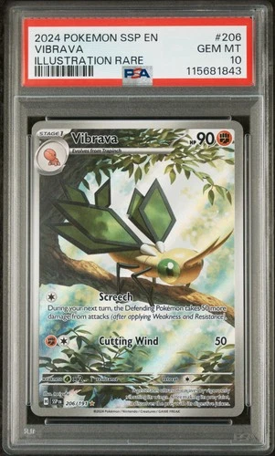 Pokemon Vibrava Ssp En Surging Sparks 206/191 Illustration Rare PSA 10