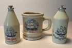 3 Vintage Old Spice Grand Turk Ship Shaving Mug Milk Glass Friendship & Bottles