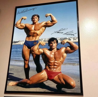 Arnold Schwarzenegger and Franco Columbu Pose at Venice Beach Poster Unframed