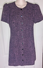 REFORMATION OLIVETTE DRESS Black Pink Tweed Puff Short Sleeve 8 MINT