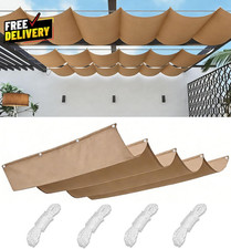 Retractable Sun Shade Sail 4 X 10 Waterproof Wave Pergola Shade Cover Polyest...