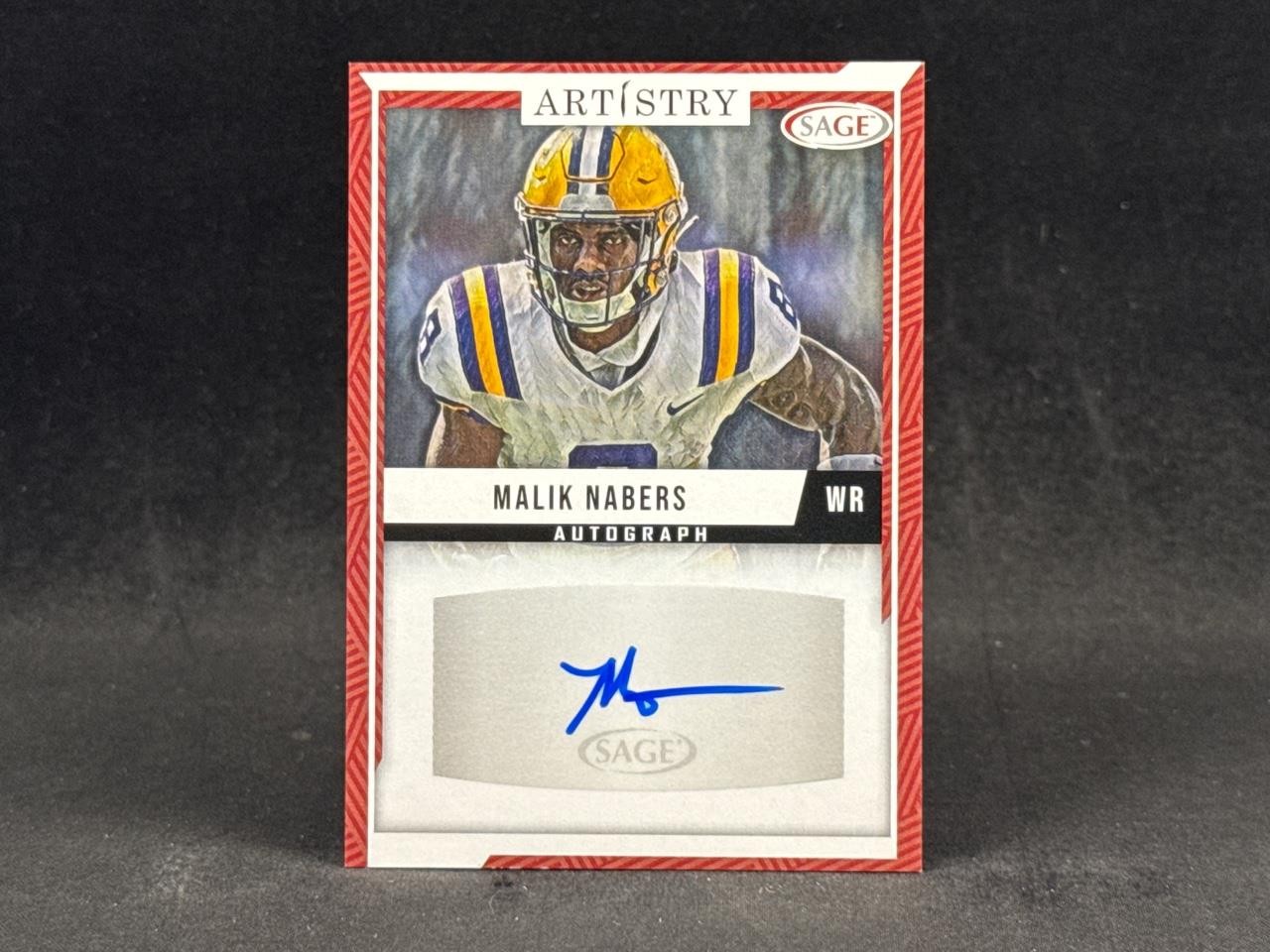 Malik Nabers Sage Artistry Autographs #ARTMN Red