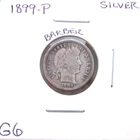 1899 PHILADELPHIA BARBER SILVER DIME IN GOOD PLUS CONDITION.