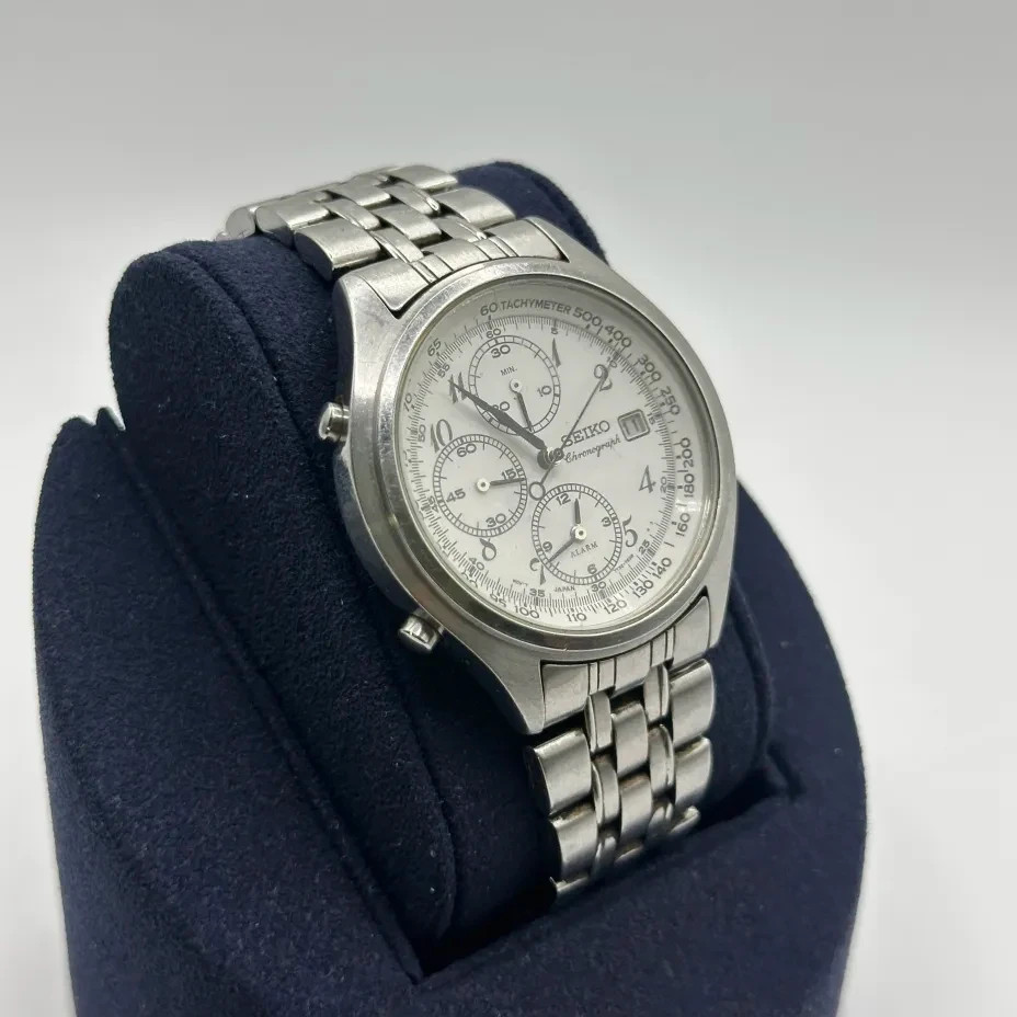 Seiko Chronograph 7T32 -7C60 Quartz Stainless Steel Panda Dial