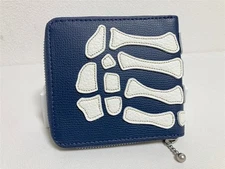 Kapital THUMBS UP BONE HAND ZIP leather wallet brand new navy