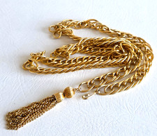 Gold Tone Chain Belt Tassel Waist Belt Boho Statement Adjustable Womens