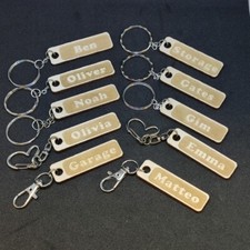 Personalized Wooden Keyring Any Name Word Tag Date Gift Keychain