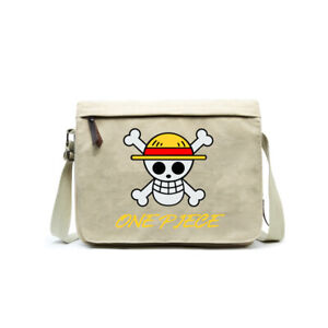 Gumstyle One Piece Anime Cosplay Canvas Messenger Bag Crossbody Sling Shoulder Schoolbag for Boys Girls Brown 2 