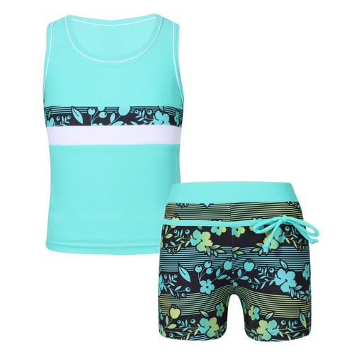 Girls Racer Back Tankini Swimsuit Top Boyshort Set Sports Swimsuit Beach Outfits - Picture 19 of 61