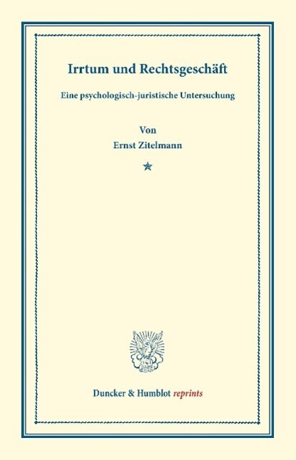 Thumbnail - Irrtum Und Rechtsgeschäft | Buch | 9783428166213